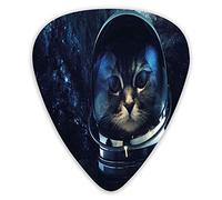 Plettri per chitarra Confezione da 12 con scatola sottile, Missione extragalattica dell'astronauta Kitty in orbita terrestre Immagine, Set regalo di plettri per chitarra speciali per chitarrista