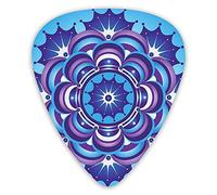 Plettri per chitarra Confezione da 12 con scatola sottile, motivo mediorientale con petali e forme geometriche su sfondo blu, set regalo speciale di plettri per chitarra per chitarrista