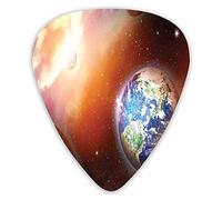 Plettri per chitarra Confezione da 12 con scatola sottile, Nebulosa di polvere e stelle nella scena del solare con il pianeta Terra Plutone e Nettuno, Set regalo di plettri per chitarra specia