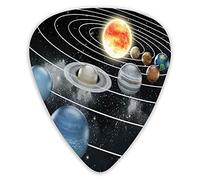 Plettri per chitarra Confezione da 12 con scatola sottile, solare Tutti gli otto pianeti e il sole Plutone Giove Marte Venere Fantascienza, Set regalo di plettri per chitarra speciali per chit