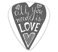 Plettri per chitarra Confezione da 12 con scatola sottile, tutto ciò di cui hai bisogno è una frase tipografica d'amore su sfondo retrò grungy a forma di cuore, set regalo speciale di plettri per chit