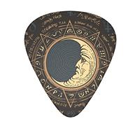 Plettri per chitarra Confezione da 12 Luna Ottagonale Stella Iscrizioni magiche Chitarra Amante della musica Plettri sottili medio pesanti