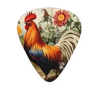 Plettri per chitarra, confezione da 12 pezzi, 3 diversi spessori, polli e chitarra agricola, con custodia in plastica trasparente, per chitarra elettrica, basso, ukulele, (inclusi 0,46 mm, 0,71 mm,