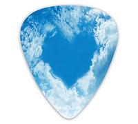 Plettri per chitarra Confezione da 12 pezzi con scatola sottile, a forma di cuore San Valentino a tema Nuvole Atmosfera Illustrazione Stagione primaverile Amore, set regalo speciale di plettri per chi