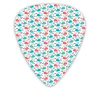 Plettri per chitarra Confezione da 12 pezzi con scatola sottile, Balene colorate di cartoni animati con facce sorridenti Mammiferi giganti dell'oceano, Set regalo di plettri per chitarra speciali per