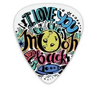 Plettri per chitarra Confezione da 12 pezzi con scatola sottile, composizione colorata San Valentino grunge Figura a razzo Frase dichiarazione d'amore, set regalo speciale di plettri per chitarra per