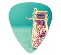 Plettri per chitarra Confezione da 12 pezzi con scatola sottile, concetto d'amore con un vaso di cuori su sfondo turchese, set regalo speciale di plettri per chitarra per chitarrista