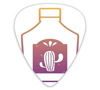 Plettri per chitarra Confezione da 12 pezzi con scatola sottile, design artistico di bottiglia con contorno effetto ombra con simpatico pittogramma di cactus su stampa, set regalo speciale di plettri