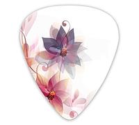 Plettri per chitarra Confezione da 12 pezzi con scatola sottile, design floreale moderno con dettagli di foglie e foglie, immagine romantica, set regalo speciale di plettri per chitarra per chitarrist