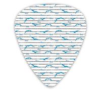 Plettri per chitarra Confezione da 12 pezzi con scatola sottile, display sgangherato con strisce Silhouette blu Uccelli che volano con testi sul mare, set regalo speciale di plettri per chitarra per c