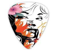 Plettri per chitarra Confezione da 12 pezzi con scatola sottile, Donne attraenti con un fiore rosa tra i capelli vicino al disegno di un teschio, Set regalo speciale di plettri per chitarra per chitar