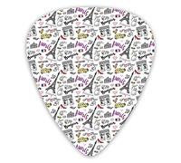 Plettri per chitarra Confezione da 12 pezzi con scatola sottile, Elements City Of Paris Love Cheese Pie Cat e altre cose Famosa capitale turistica, set regalo speciale di plettri per chitarra per chit