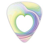 Plettri per chitarra Confezione da 12 pezzi con scatola sottile, Figura astratta di un cuore frattale catturato nel vortice Stampa di opere d'arte esotiche, set regalo speciale di plettri per chitarra