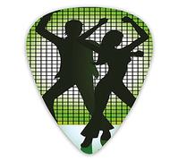 Plettri per chitarra Confezione da 12 pezzi con scatola sottile, illustrazione della sagoma di una coppia che balla in discoteca, set regalo speciale di plettri per chitarra per chitarrista