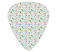Plettri per chitarra Confezione da 12 pezzi con scatola sottile, motivo allegro e felice con gocce irregolari colorate continue Illustrazione divertente, set regalo speciale di plettri per chitarra pe