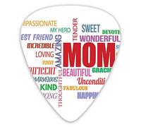 Plettri per chitarra Confezione da 12 pezzi con scatola sottile, parole colorate per tenera devota mamma premurosa amore incondizionato, set regalo speciale di plettri per chitarra per chitarrista
