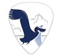 Plettri per chitarra Confezione da 12 pezzi con scatola sottile, sagoma blu astratta di un tropicale che vola sopra le nuvole, set regalo speciale di plettri per chitarra per chitarrista