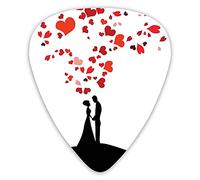Plettri per chitarra Confezione da 12 pezzi con scatola sottile, sagome celebrative della sposa e dello sposo con cuori fluttuanti il giorno delle nozze, set regalo speciale di plettri per chitarra pe