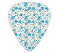 Plettri per chitarra Confezione da 12 pezzi con scatola sottile, stile doodle cuori foglie linee e motivi turbinii forme li astratte, set regalo speciale di plettri per chitarra per chitarrista