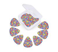 Plettri per chitarra Confezione da 12 pezzi con scatola sottile, striscioni colorati con sagome di fogliame autunnale, illustrazione a tema ambientale, set regalo speciale di plettri per chitarra per