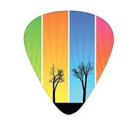 Plettri per chitarra Confezione da 12 pezzi con scatola sottile, striscioni colorati con sagome di fogliame autunnale, illustrazione a tema ambientale, set regalo speciale di plettri per chitarra per