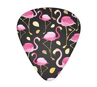 Plettri per chitarra Confezione da 12 Pink Flamingo Bird Golden Leaf Uomo Donna Plettri sottili medio pesanti