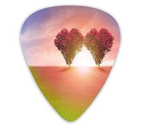 Plettri per chitarra Confezione da 12 Plettri per chitarra universali in ABS, Alberi a forma di cuore a tema Power of Love che diffondono calore intorno al cielo per praterie per chitarra acustica ed