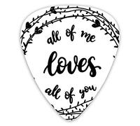 Plettri per chitarra Confezione da 12 Plettri per chitarra universali in ABS, All Of Me Loves All of You Quote In A Wreath With Hearts Sketch Graphic Artper Chitarra acustica ed elettrica
