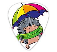 Plettri per chitarra Confezione da 12 Plettri per chitarra universali in ABS, Animale sorridente con punte e sciarpa Ombrello color arcobaleno che cammina a tema invernale per chitarra acustica ed ele