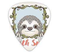 Plettri per chitarra Confezione da 12 Plettri per chitarra universali in ABS, animali esotici con cornice floreale Tema sorriso bradipo con ritratto di mammifero carino per chitarra acustica ed elettr