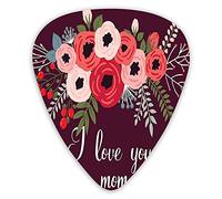 Plettri per chitarra Confezione da 12 Plettri per chitarra universali in ABS, bouquet di papaveri primaverili e stile scritto a mano Ti amo mamma per chitarra acustica ed elettrica