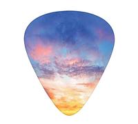 Plettri per Chitarra Confezione da 12 Plettri per Chitarra Universali in ABS, Cielo Serale Colorato Vivido Illuminato Durante il Tramonto Vista Panoramica del Paesaggio Nuvoloso, per Chitarra Acustica