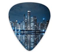 Plettri per chitarra Confezione da 12 Plettri per chitarra universali in ABS, Città addormentata Drammatico Riposo urbano Immagine popolare del lago americano per chitarra acustica ed elettrica