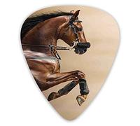 Plettri per chitarra Confezione da 12 Plettri per chitarra universali in ABS, Colore castano Cavallo che salta in Hackamore Forza vitale Potenza Onore Stampa segno d'amore per chitarra acustica ed ele