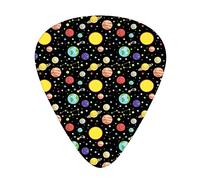Plettri per chitarra Confezione da 12 Plettri per chitarra universali in ABS, Comete e Stelle con pois Terra Sole Saturno Marte solare, per chitarra acustica ed elettrica