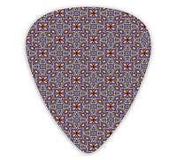 Plettri per chitarra Confezione da 12 Plettri per chitarra universali in ABS, composizione caleidoscopica con triangoli e rombi Design etnico per chitarra acustica ed elettrica