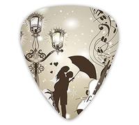 Plettri per chitarra Confezione da 12 Plettri per chitarra universali in ABS, coppie che si baciano per strada con musica per violino, amore, tema di San Valentino, per chitarra acustica ed elettrica