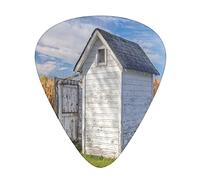 Plettri per chitarra Confezione da 12 Plettri per chitarra universali in ABS, Cottage in stile country con immagine di grano ed erba sotto il cielo, per chitarra acustica ed elettrica, Verde calendula