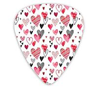 Plettri per chitarra Confezione da 12 Plettri per chitarra universali in ABS, Cuori Doodle con disegni diversi Amore Ispirazioni romantiche per l'arte per chitarra acustica ed elettrica