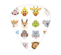 Plettri per chitarra Confezione da 12 Plettri per chitarra universali in ABS, Design comico della composizione di volti di animali sorridenti Volti Koala Fox Pi Cature Art, per chitarra acustica ed el
