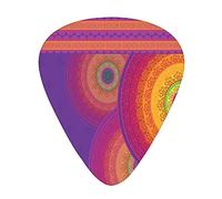 Plettri per chitarra Confezione da 12 Plettri per chitarra universali in ABS, design mandala colorato con ispirazioni al folklore dell'Asia meridionale Cerchi Bullseye, per chitarra acustica ed elettr