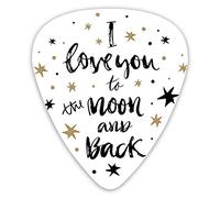 Plettri per chitarra Confezione da 12 Plettri per chitarra universali in ABS, disegnati a mano Ti amo fino alla luna e ritorno Citazione Stelle Celebrazione di San Valentino per chitarra acustica ed e