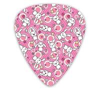 Plettri per chitarra Confezione da 12 Plettri per chitarra universali in ABS, Divertente illustrazione Kawaii con conigli Funky simpatici animali coniglietti Stile di stampa a tema umoristico per bamb
