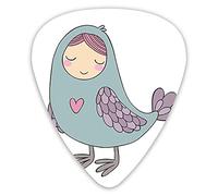 Plettri per chitarra Confezione da 12 Plettri per chitarra universali in ABS, folklore russo e mitologia Personaggio infantile Sirin Bird con cuore rosa Cartone animato per chitarra acustica ed elettr