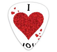 Plettri per chitarra Confezione da 12 Plettri per chitarra universali in ABS, forma di bouquet di San Valentino Cuore astratto Tema della mia cara amicizia affetto per chitarra acustica ed elettrica