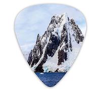 Plettri per chitarra Confezione da 12 Plettri per chitarra universali in ABS, grande scogliera di pietra ricoperta di neve in primo piano sul mare Antartide per chitarra acustica ed elettrica