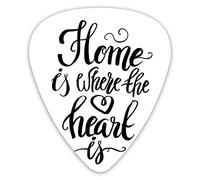 Plettri per chitarra Confezione da 12 Plettri per chitarra universali in ABS, Home Is Where The Heart Is Quote Design monocromatico in stile scritto a mano per chitarra acustica ed elettrica