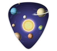 Plettri per chitarra Confezione da 12 Plettri per chitarra universali in ABS, Illustrazione del solare che mostra i pianeti attorno al sole Immagine della stanza della scienza dell'armonia del