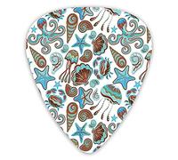 Plettri per chitarra Confezione da 12 Plettri per chitarra universali in ABS, illustrazione di granchi di vita marina, conchiglie di polpo, stelle marine e stampa di Medusa per chitarra acustica ed el