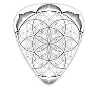 Plettri per chitarra Confezione da 12 Plettri per chitarra universali in ABS, Illustrazione monocromatica Line Art Forme di fiori della vita Design astratto Mandala per chitarra acustica ed elettrica
